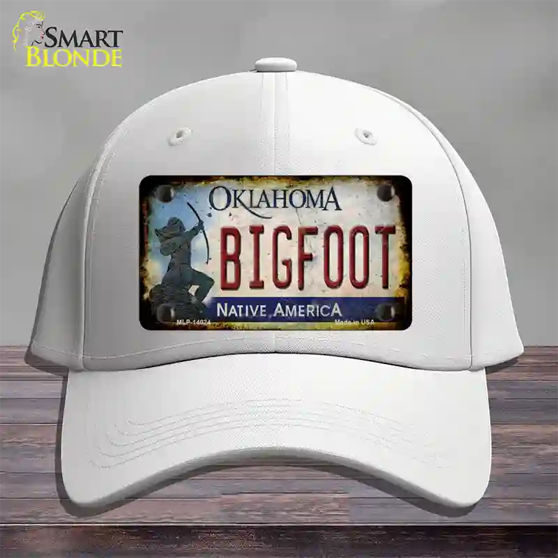 Bigfoot Oklahoma Novelty License Plate Hat Tag Cotton / White