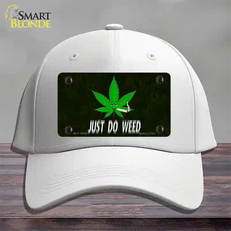 Just Do Weed Leaf Novelty License Plate Hat Cotton / White