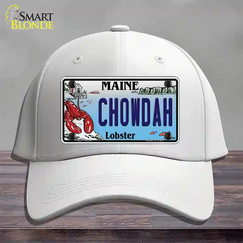 Chowdah Maine Lobster Novelty License Plate Hat Cotton / White