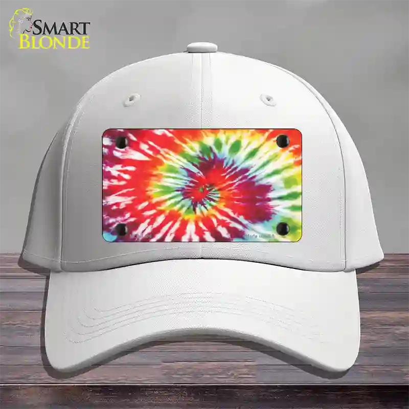 Red Swirl Tie-Dye Novelty License Plate Hat Cotton / White