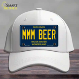 Mmm Beer Michigan Blue Novelty License Plate Hat Cotton / White