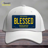 Blessed Michigan Blue Novelty License Plate Hat Cotton / White