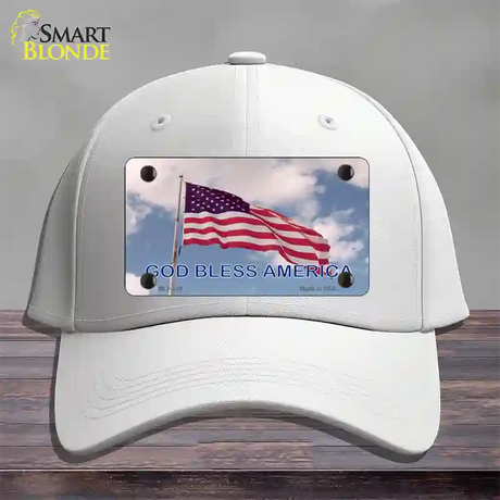 God Bless America Clouds Novelty License Plate Hat Cotton / White