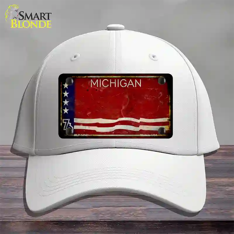 Rusty Michigan Bicentennial 76 Novelty License Plate Hat Cotton / White