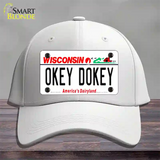 Okey Dokey Wisconsin State Background Novelty License Plate Hat Cotton / White