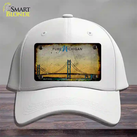 Pure Michigan Mackinac Bridge Rusty Novelty License Plate Hat Cotton / White