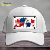 Panama Crossed US Flag Novelty License Plate Hat Cotton / White