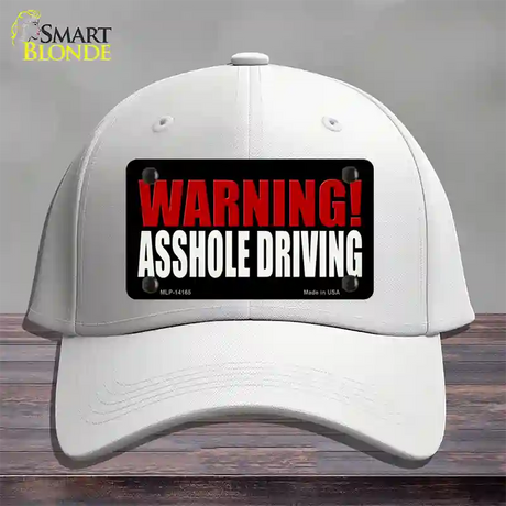 Warning Asshole Driving Novelty License Plate Hat Cotton / White