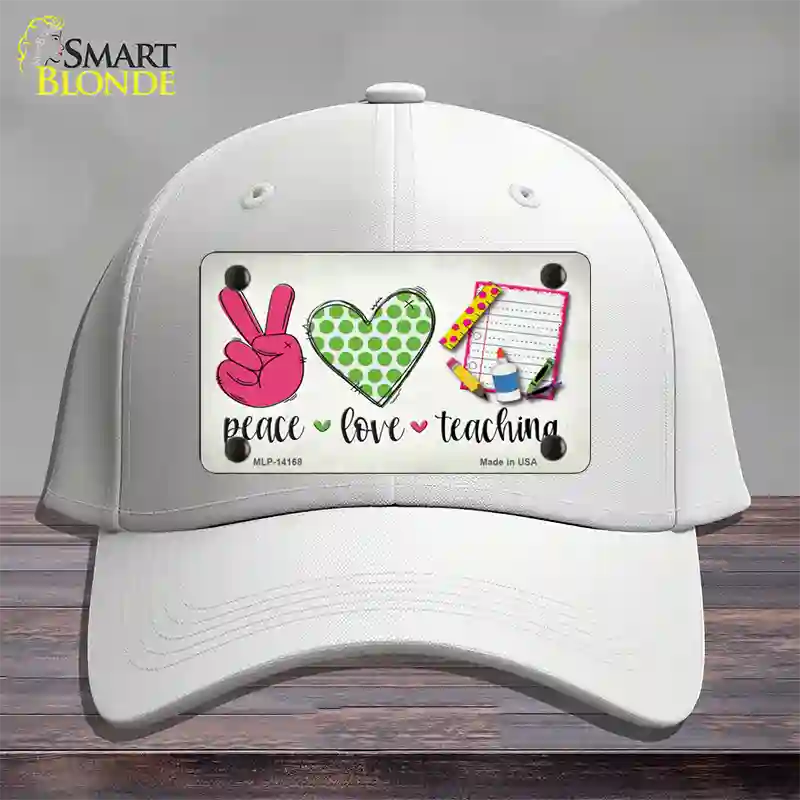 Peace Love Teaching Novelty License Plate Hat Cotton / White