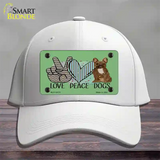 Peace Love Dogs Novelty License Plate Hat Cotton / White