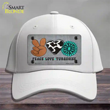 Peace Love Turquoise Novelty License Plate Hat Cotton / White