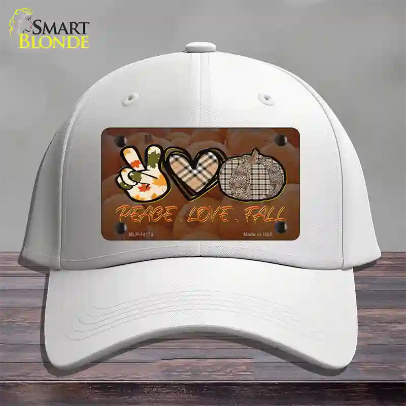 Peace Love Fall Novelty License Plate Hat Cotton / White