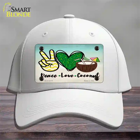 Peace Love Coconut Novelty License Plate Hat Cotton / White