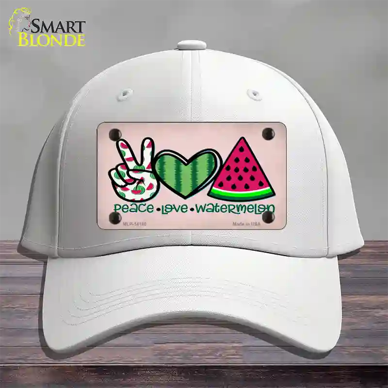 Peace Love Watermelon Novelty License Plate Hat Cotton / White