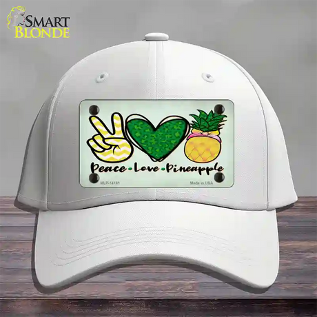 Peace Love Pineapple Novelty License Plate Hat Cotton / White