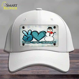 Peace Love Snowman Novelty License Plate Hat Cotton / White