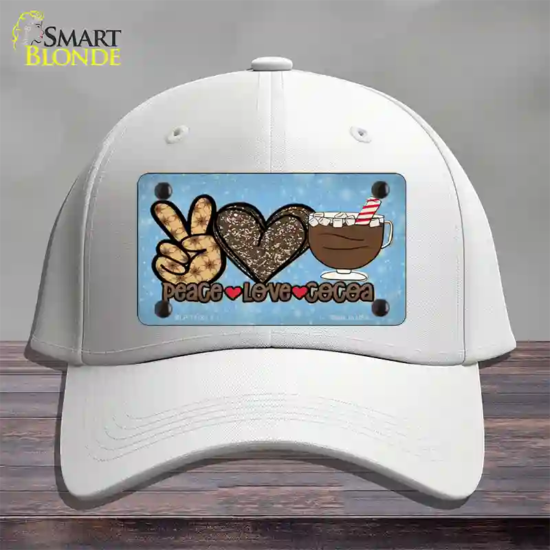 Peace Love Cocoa Novelty License Plate Hat Cotton / White