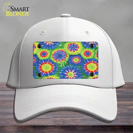 Blue Green Tie-Dye Novelty License Plate Hat Cotton / White