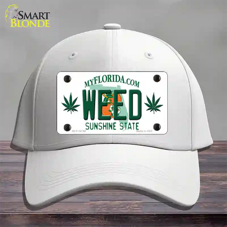 Weed Florida Novelty License Plate Hat Cotton / White