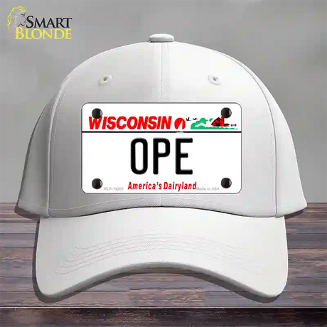 Ope Wisconsin Novelty License Plate Hat Cotton / White