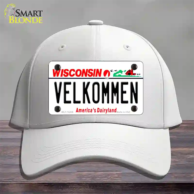 Velkommen Wisconsin Novelty License Plate Hat Cotton / White