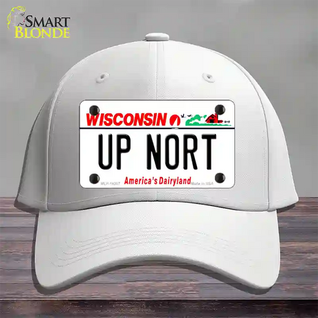 Up Nort Wisconsin Novelty License Plate Hat Cotton / White