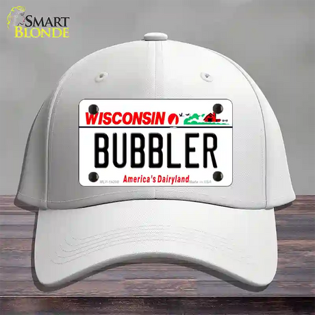 Bubbler Wisconsin Novelty License Plate Hat Cotton / White