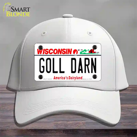 Goll Darn Wisconsin Novelty License Plate Hat Cotton / White