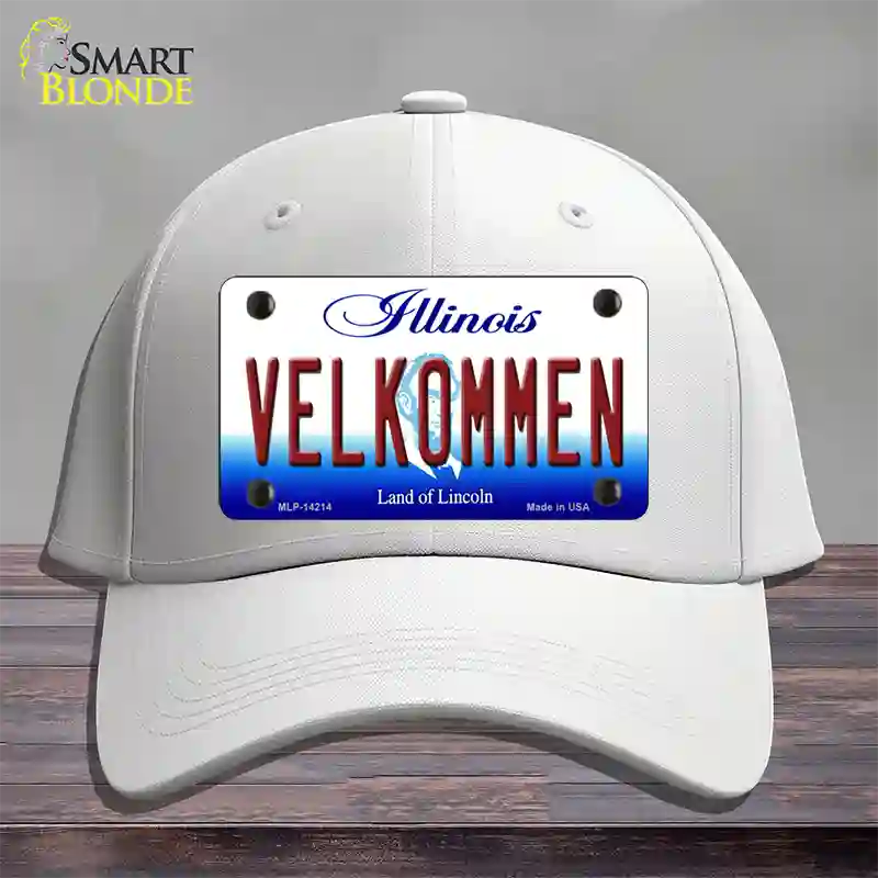 Velkommen Illinois Novelty License Plate Hat Cotton / White