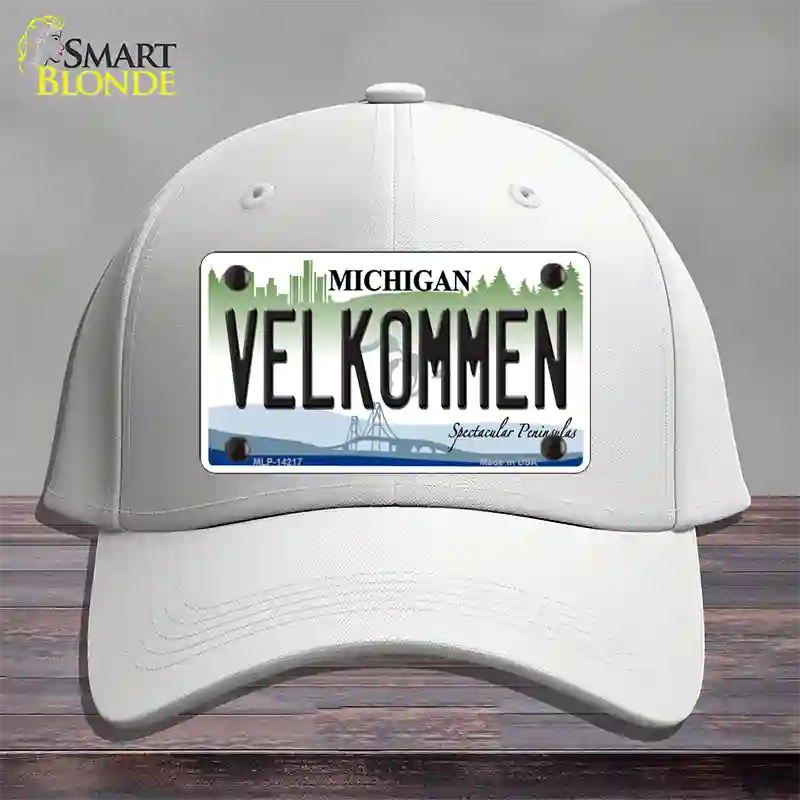 Velkommen Michigan Novelty License Plate Hat Cotton / White