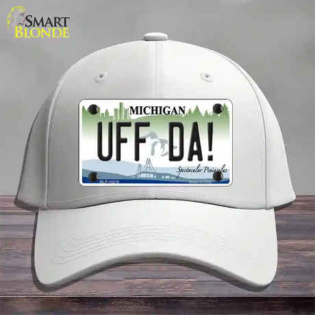 Uff Da Michigan Novelty License Plate Hat Cotton / White