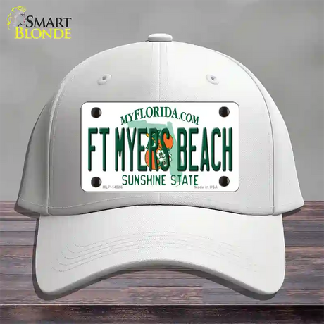 Florida FT Myers Beach Novelty License Plate Hat Cotton / White