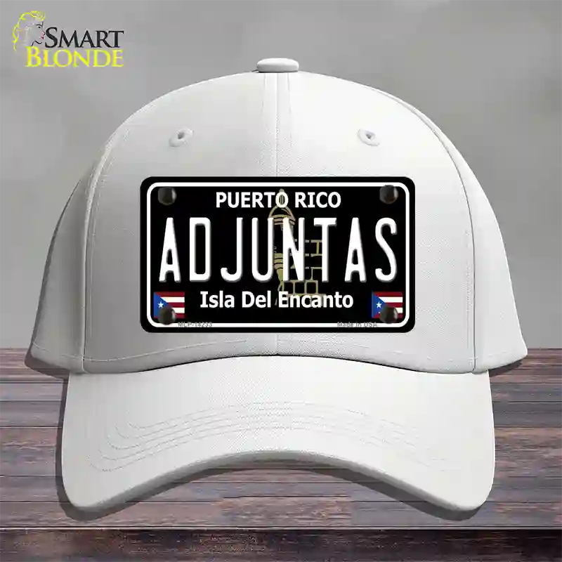 Adjuntas Puerto Rico Black Novelty License Plate Hat Cotton / White