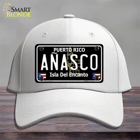 Anasco Puerto Rico Black Novelty License Plate Hat Cotton / White