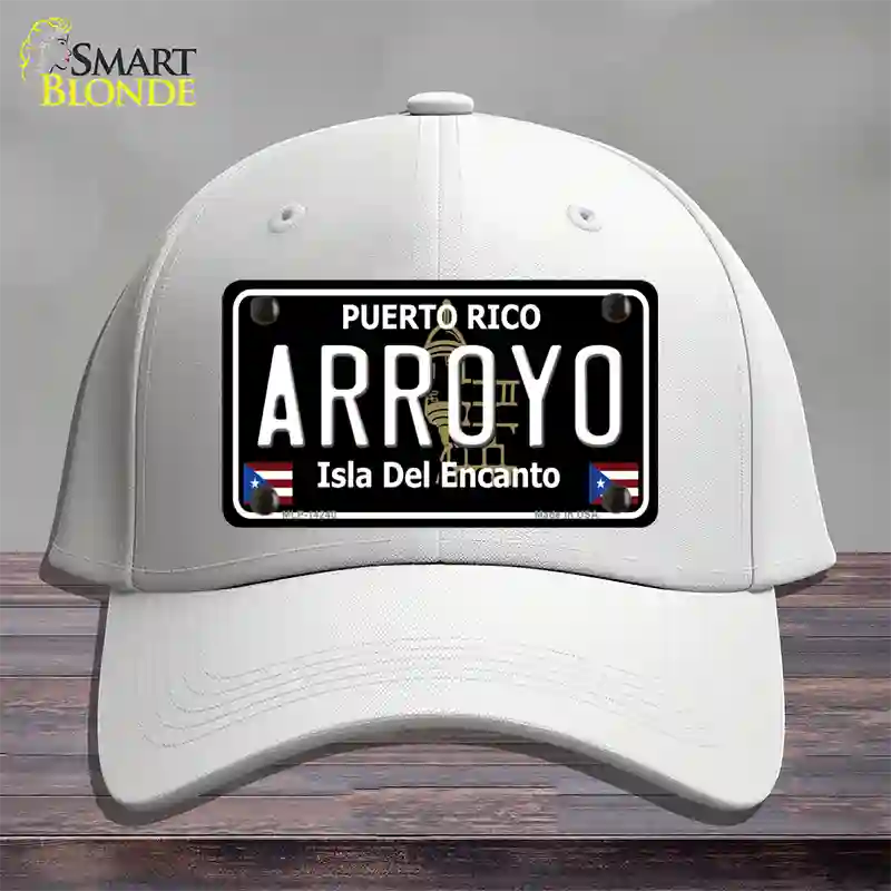 Arroyo Puerto Rico Black Novelty License Plate Hat Cotton / White