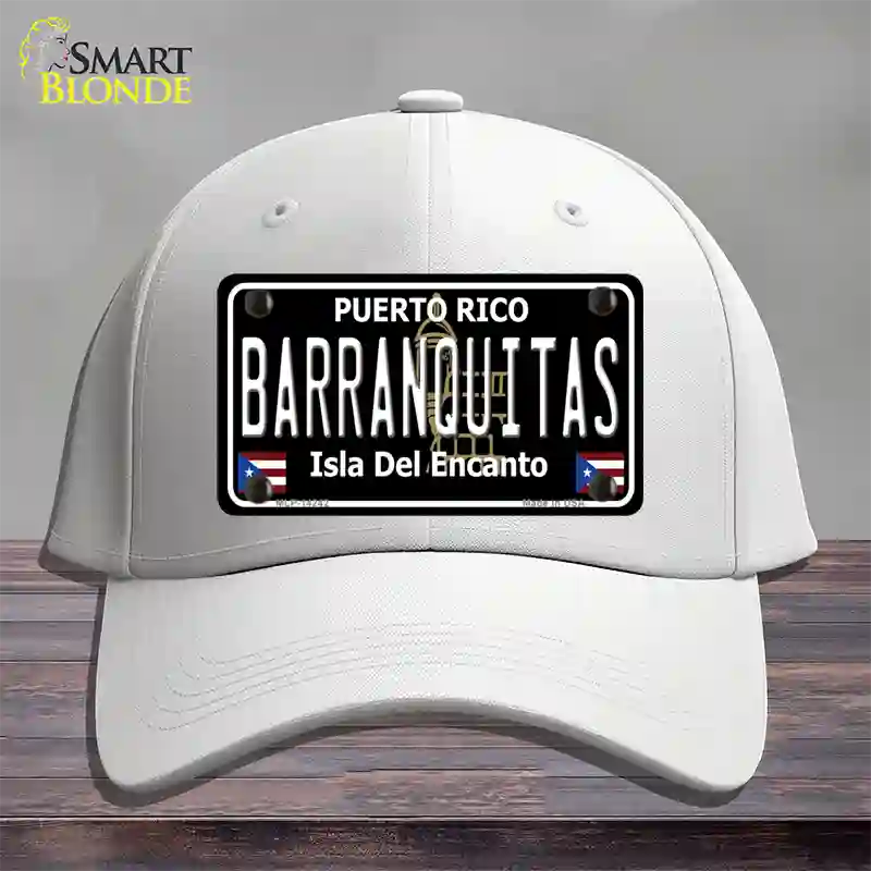 Barranquitas Puerto Rico Black Novelty License Plate Hat Cotton / White