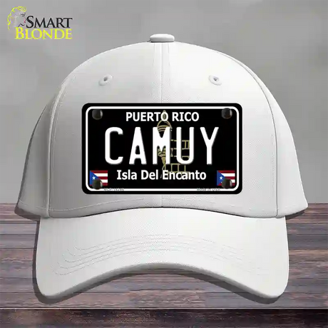 Camuy Puerto Rico Black Novelty License Plate Hat Cotton / White