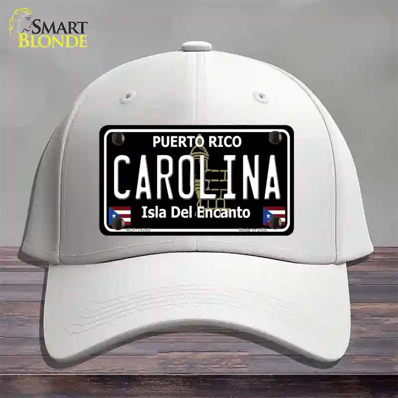 Carolina Puerto Rico Black Novelty License Plate Hat Cotton / White