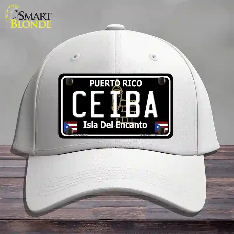 Ceiba Puerto Rico Black Novelty License Plate Hat Cotton / White