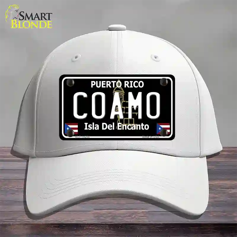 Coamo Puerto Rico Black Novelty License Plate Hat Cotton / White