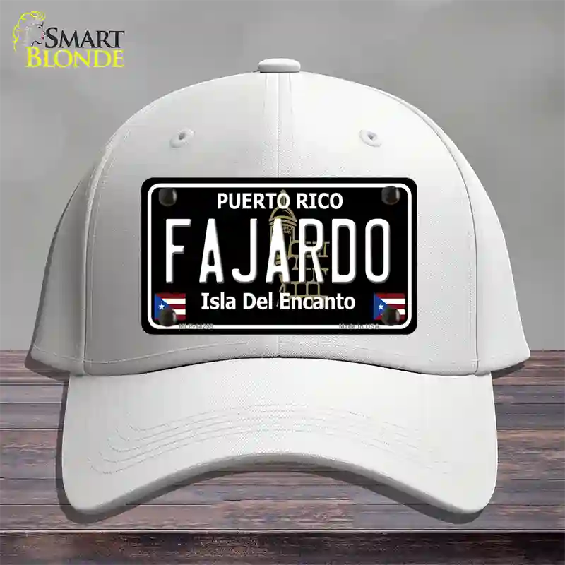 Fajardo Puerto Rico Black Novelty License Plate Hat Cotton / White