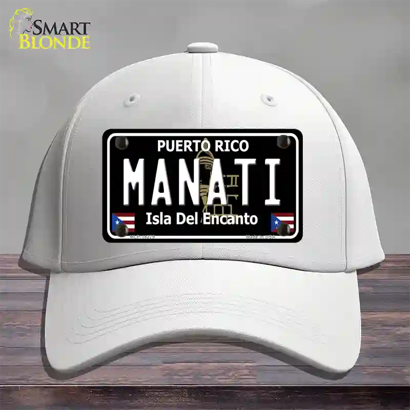 Manati Puerto Rico Black Novelty License Plate Hat Cotton / White