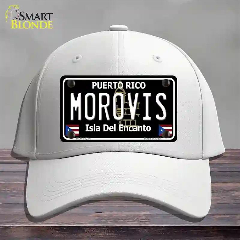 Morovis Puerto Rico Black Novelty License Plate Hat Cotton / White