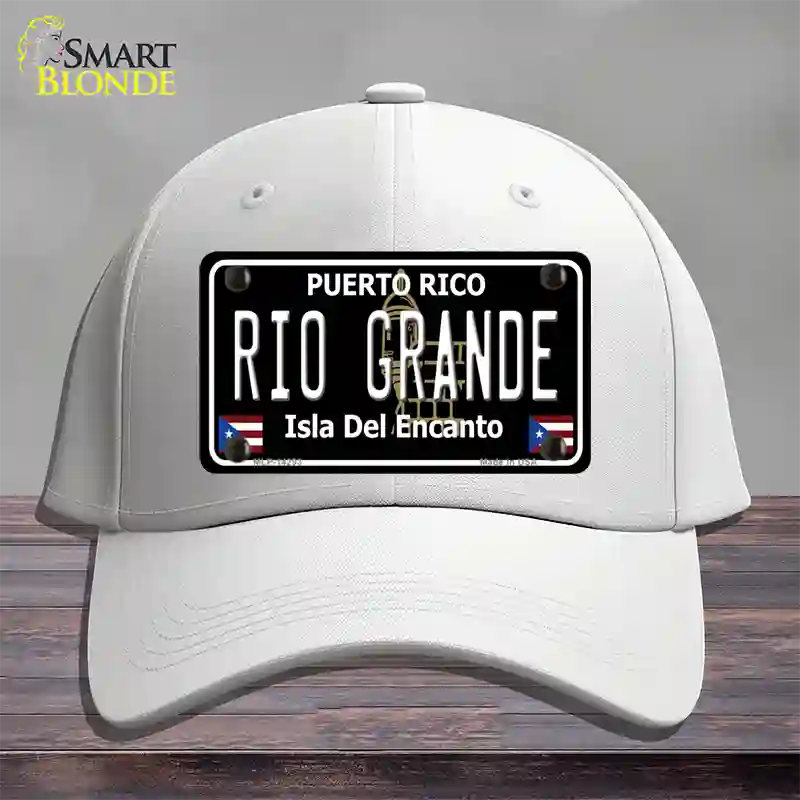 Rio Grande Puerto Rico Black Novelty License Plate Hat Cotton / White