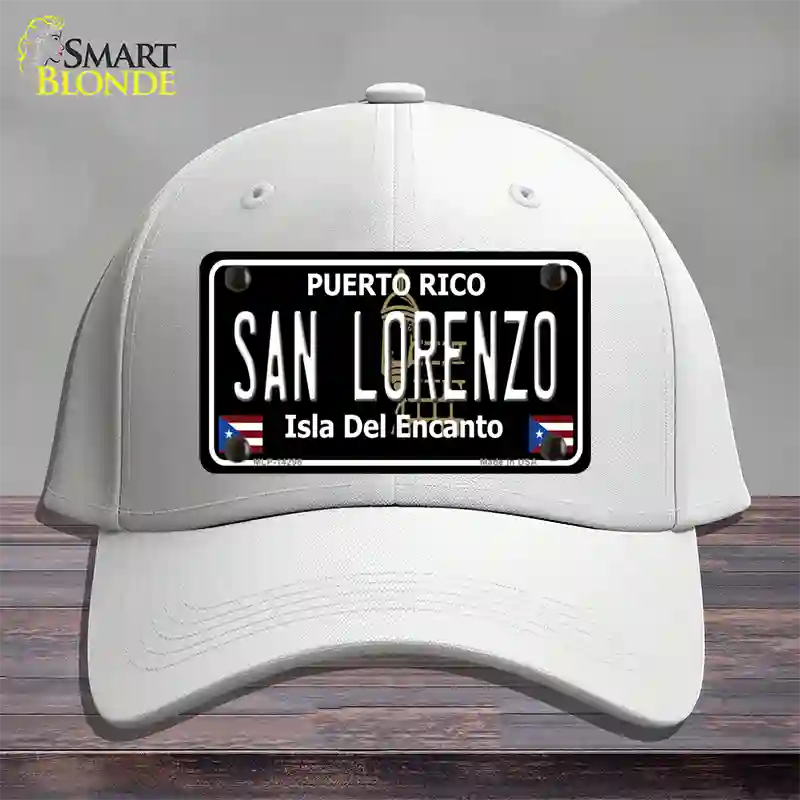 San Lorenzo Puerto Rico Black Novelty License Plate Hat Cotton / White