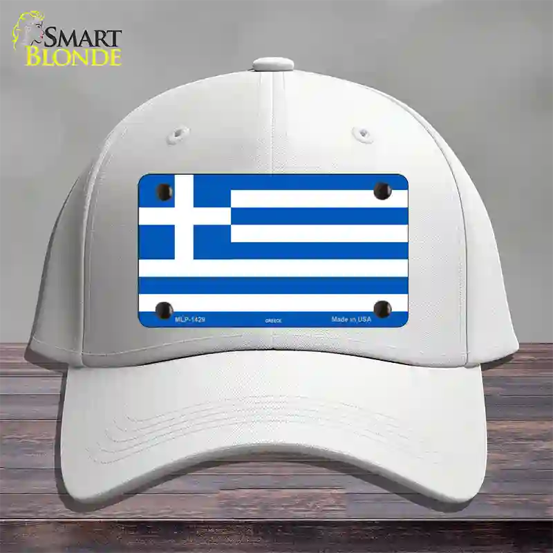 Greece Flag Novelty License Plate Hat Cotton / White