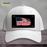 Waving American Flag Black Novelty License Plate Hat Cotton / White