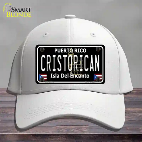 Cristorican Puerto Rico Black Novelty License Plate Hat Cotton / White