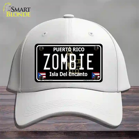 Zombie Puerto Rico Black Novelty License Plate Hat Cotton / White