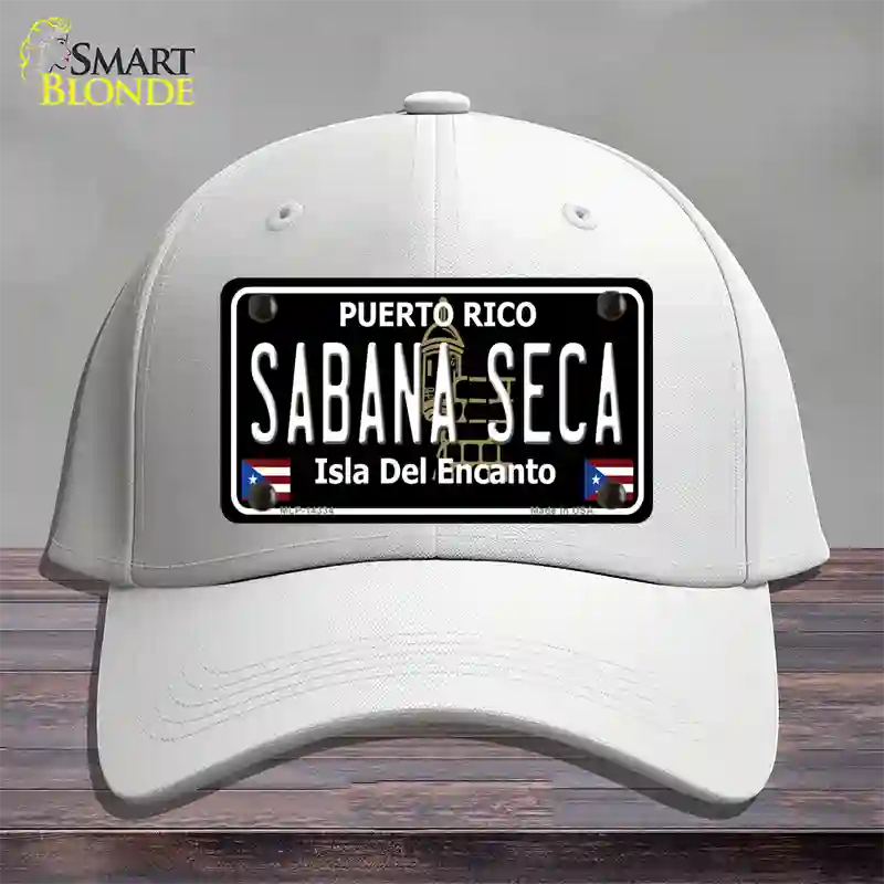 Sabana Seca Puerto Rico Black Novelty License Plate Hat Cotton / White